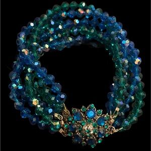 Vintage Blue & Green Crystal Bracelet